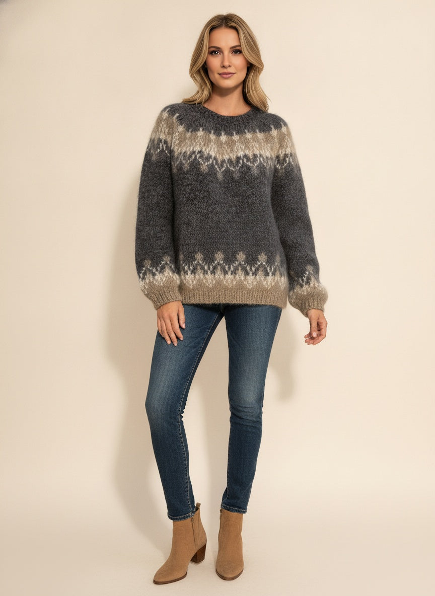 Agatha Warm Ribbed Knit Jumper — Black