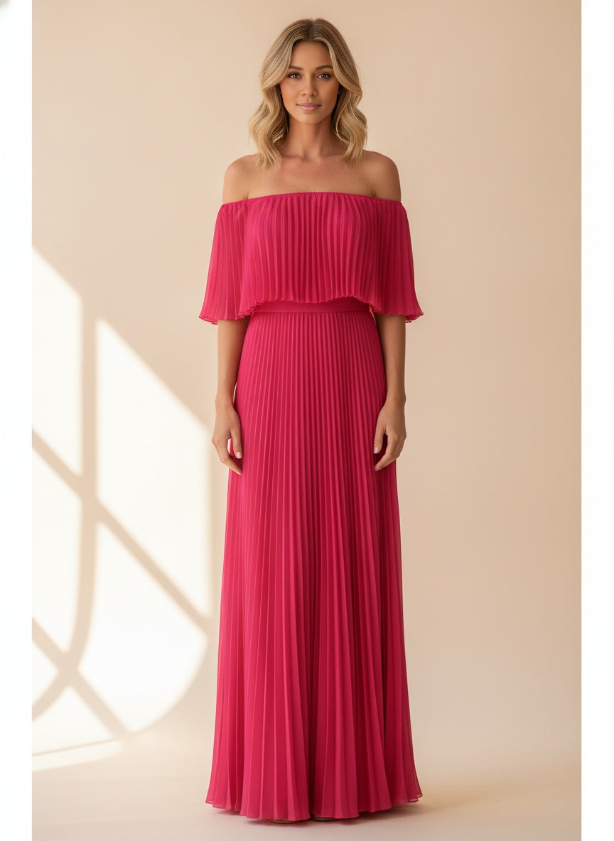 Bloom Ruffle Tiered Maxi Dress — Rose Red