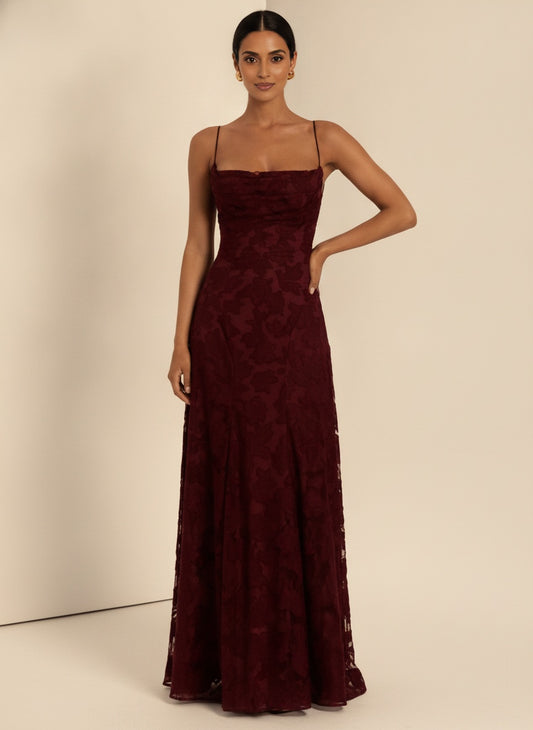 Helia Floral Sleeveless Maxi Dress — Cherry Red