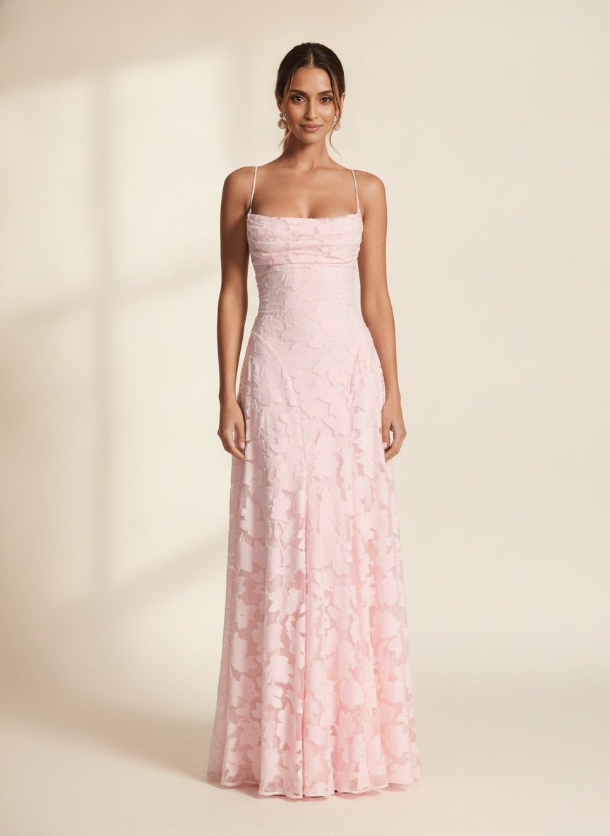 Helia Floral Sleeveless Maxi Dress — Pink