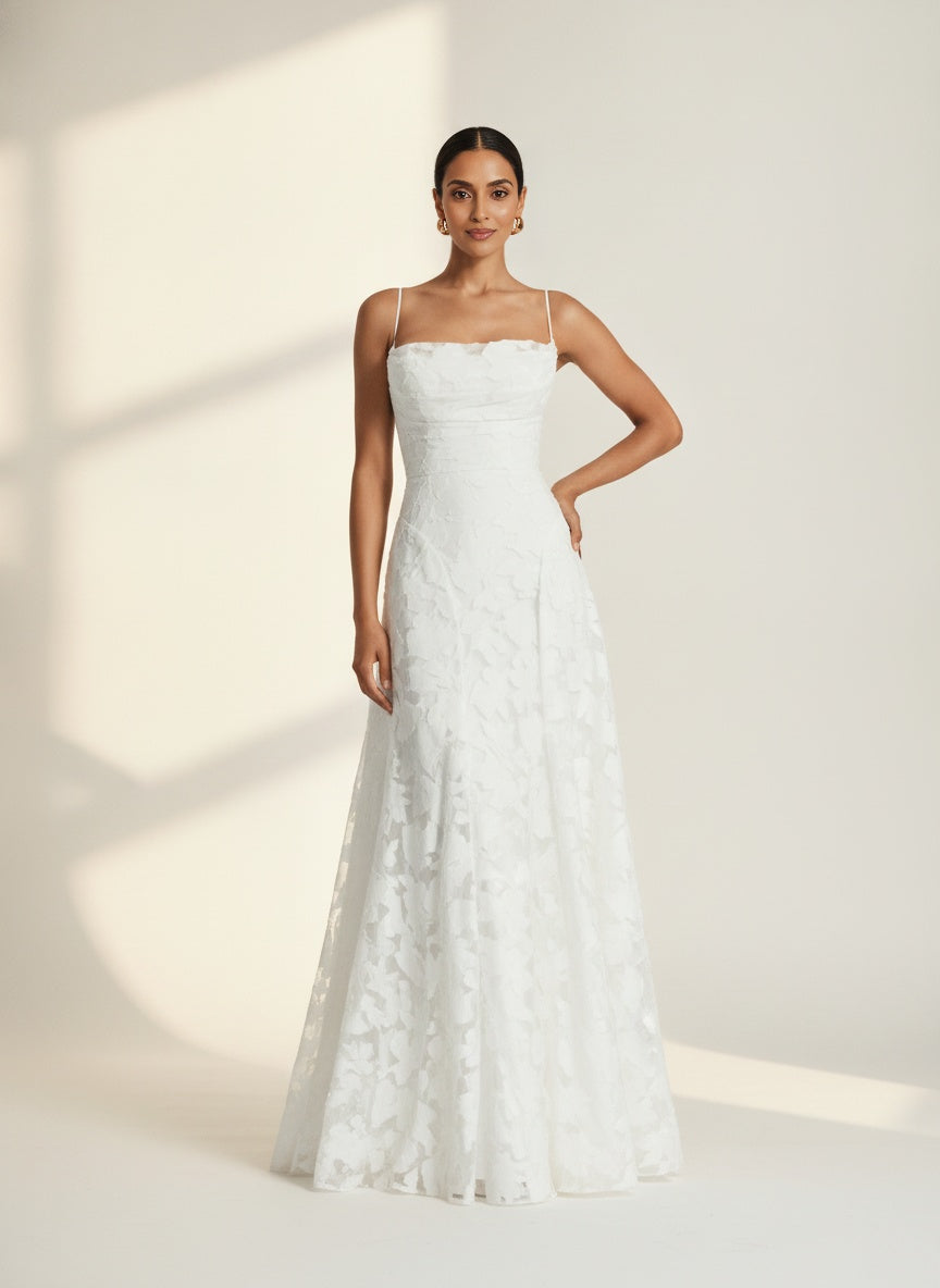 Helia Floral Sleeveless Maxi Dress — White