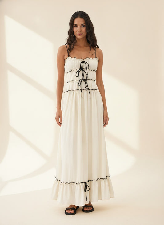 Celestine Ruffle Tiered Maxi Dress — White