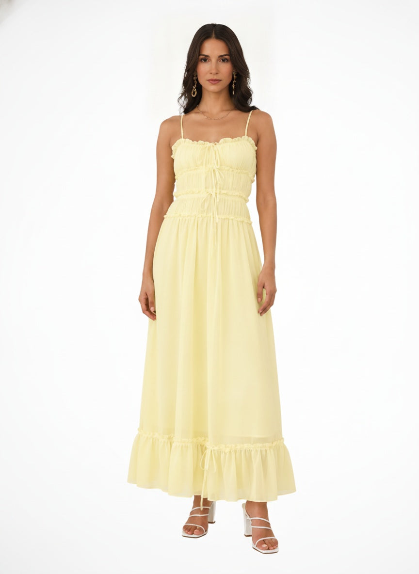Celestine Ruffle Tiered Maxi Dress — Yellow