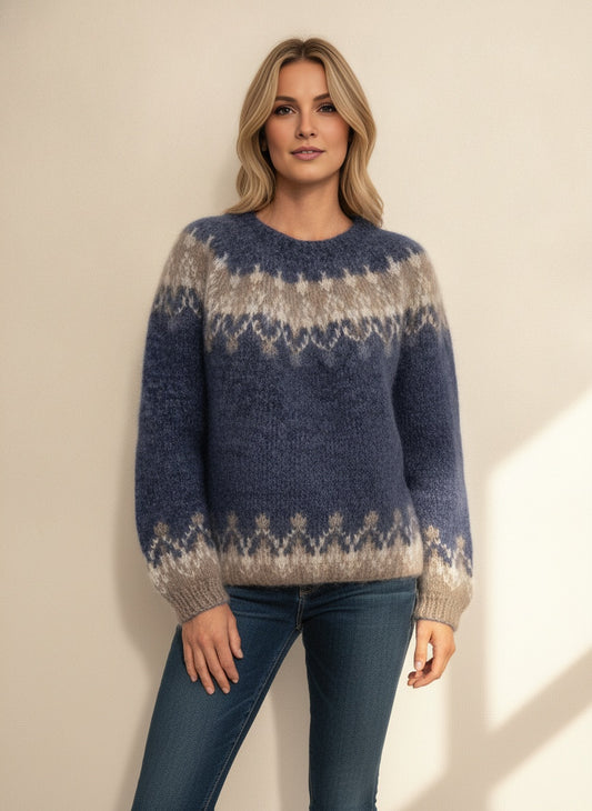 Agatha Warm Ribbed Knit Jumper — Blue