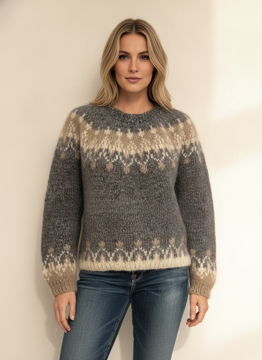 Agatha Warm Ribbed Knit Jumper — Grey