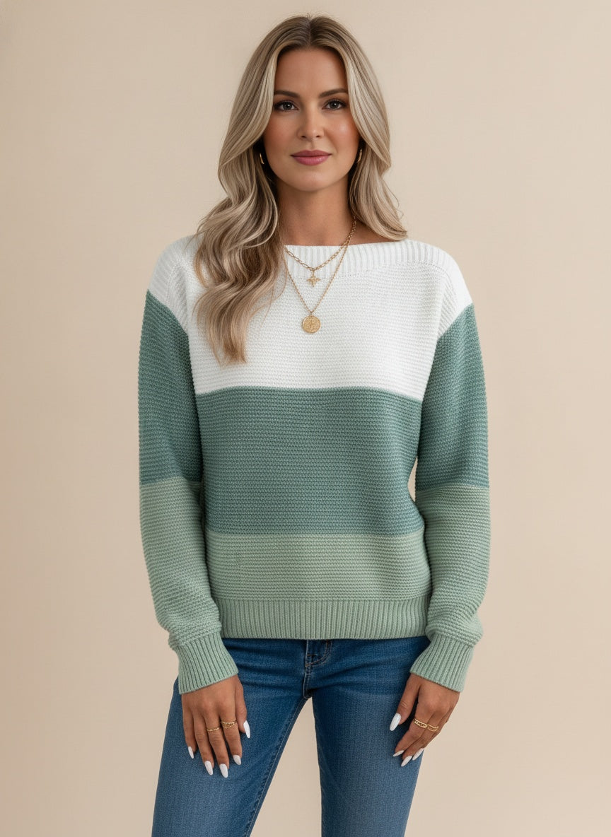 Alexa Striped Cosy Knit Jumper — Green